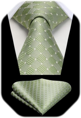 Plaid Checkered Tie Handkerchief Woven Classic Formal Men'S Necktie & Pocket Square Set