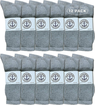 Bulk Big and Tall Mens Sport Crew Socks - 12 Pairs