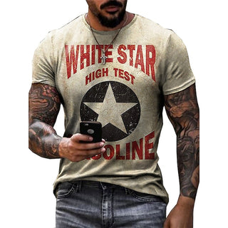 Men'S T Shirt Tee Graphic Star Letter Crew Neck Casual Short Sleeve Print Clothing Apparel Linen Classic Comfortable