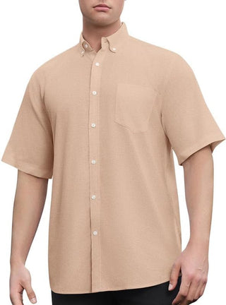 Plus Size Men's Linen Cotton Short Sleeve Shirts