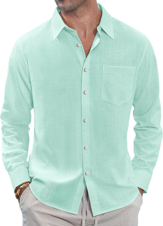 Big Men Linen Shirts Casual Button down