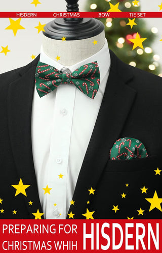 Christmas Bow Tie and Pocket Square Set