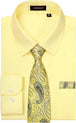 G01-Dress Shirt Light Yellow  Gold Tie