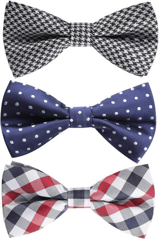 3/6 Pack Bow Tie Paisley Plaid Dot Pre-Tie Bow Tie