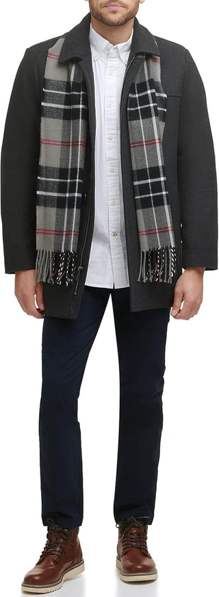 Big Mens Wool Blend Coat with Scarf