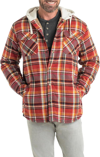 Big Mens Lined Hooded Flannel Shirt Jacket