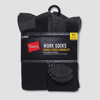 Hanes Men'S Big & Tall Work Crew Socks 6Pk - 12-14