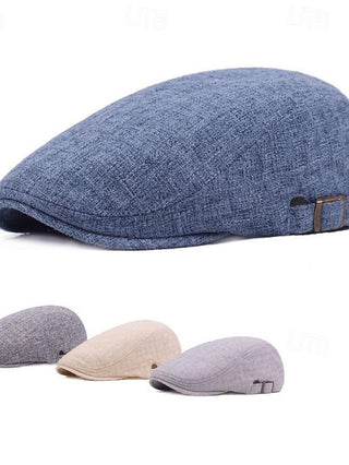 Men'S Flat Cap Ascot Hat Newsboy Hat Black Blue Cotton / Linen Blend Fashion Casual Street Daily Plain Adjustable Sunscreen Breathable