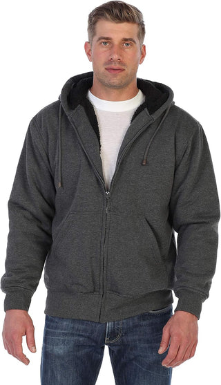 Big Mens Heavyweight Sherpa Lined Fleece Hoodie Jacket