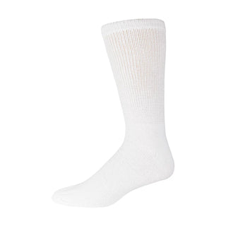 6 Pairs of Big and Tall Diabetic Cotton Neuropathy Crew Socks (White, Sock Size 13-16)