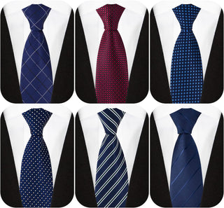 Men's Necktie Classic Silk Tie Woven Jacquard Neck Ties 6 PCS