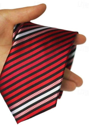 1Pc Man Necktie Red Stripe Width 8Cm Bridegroom Groomsman Tie Business Manager Tie