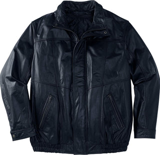 Big & Tall Men's Leather Bomber Jacket