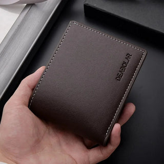 Men'S Casual Wallet Pu Leather Men Short Wallet Thin Style Folding Young Men Credit Card Holder Wallet