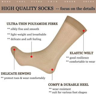 Mens Ultra Thin Dress Socks 10 Pairs