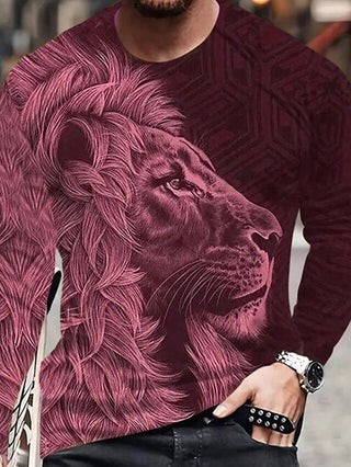 Graphic Lion Fashion Designer Casual Big Men's 3D Print  Shirt