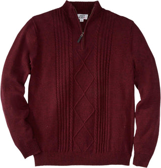 Big Men's Shoreman'S Quarter Zip Plus Sized Cable Knit Sweater