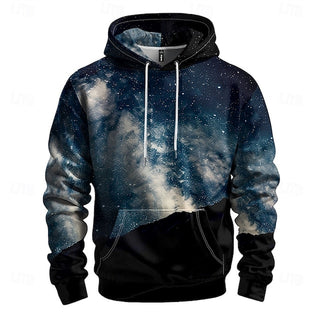 Plus Size Graphic Sky / Galaxy Big Men's Hoodie