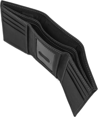 Men's Leather Trifold Wallet, Black