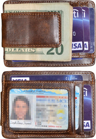 Men's Leather Money Clip RFID Front Pocket Wallet