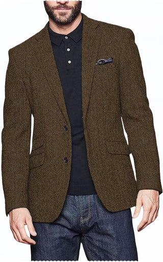 Big Mens Herringbone Tweed Blazer