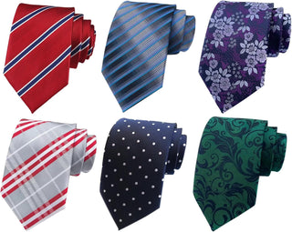 Men's Classic Jacquard Woven Ties - Pack of 4 or 6