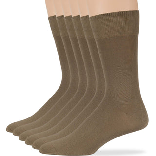 Big Mens Cotton Dress Big and Tall Soft Socks, Golden Brown, X-Large 13-15, 6 Pack