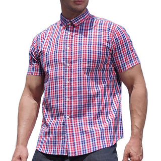 Men'S Short Sleeve Plaid Dress Shirt Big and Tall Casual Regular Fit Button down Collar Shirts Wrinkle Free Business Shirt