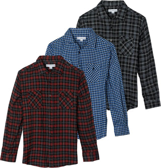 Big Men's Long-Sleeve Flannel Shirts - 3 Pack