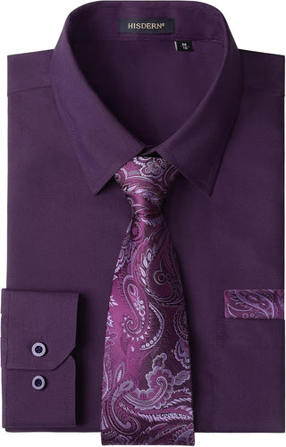 Big Men's Dress Shirt with Matching Tie and Handkerchief Set