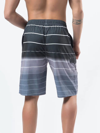 Men Big and Tall Swim Trunks with Pocket Drawstring Striped Beach Board Shorts with Mesh Lining Swimsuits B*athing Suits