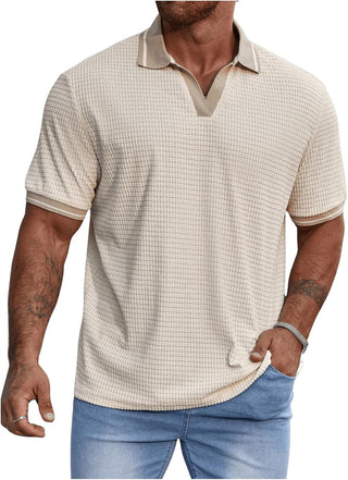 Men's plus Size Short Sleeve Knitted Textured Golf Shirt