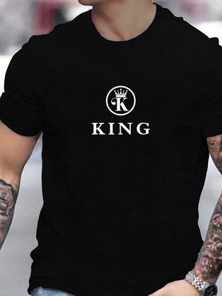 Men'S plus Size Big Tall T Shirt Tee Tee Crown & Letter Graphic Tee Crewneck