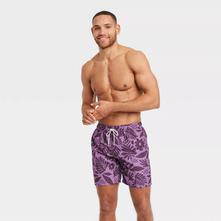 Men'S 7" Floral Print Swim Shorts - Goodfellow & Co Lavender