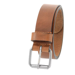 1-1/2 In. US Steer Hide Harness Leather Men'S Belt W/ Antq. Nickel Roller Buckle- Tan