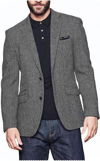 Big Mens Herringbone Tweed Blazer