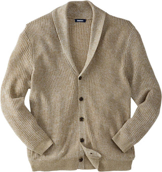 Shaker Knit Shawl-Collar Cardigan Sweater for Big and Tall