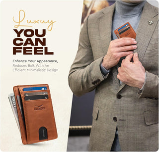 Leather Front Pocket Men's Wallet with RFID Blocking