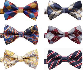 3/6 Pack Bow Tie Paisley Plaid Dot Pre-Tie Bow Tie