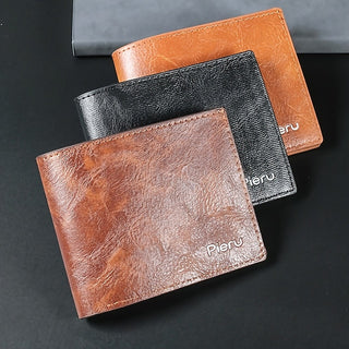 1Pc Men'S Wallet Large Capacity Simulated Leather Fashion Youth Money Clip Short Men'S Ticket Holder