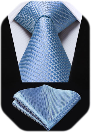 Plaid Checkered Tie Handkerchief Woven Classic Formal Men'S Necktie & Pocket Square Set