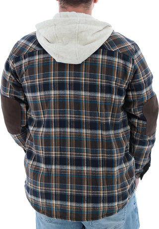 Big Mens Lined Hooded Flannel Shirt Jacket