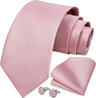 Men's Ties Set Stripe Plaid Ties for Men and Pocket Square Cufflinks Formal Silk Necktie