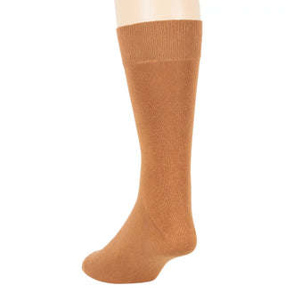 Big Mens Cotton Dress Big and Tall Soft Socks, Golden Brown, X-Large 13-15, 6 Pack