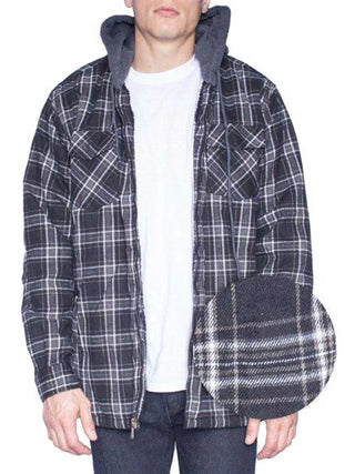 Plus Size Flannel Jackets for Men Big and Tall Zip up Hoodie 