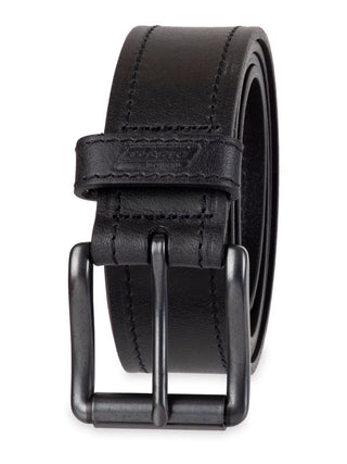 Men'S Casual Black Leather Work Belt with Roller Buckle (Regular and Big & Tall Sizes)