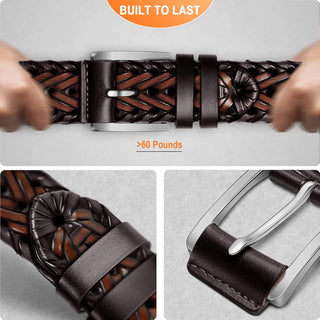 Big and Tall Leather Braided Belts for Men