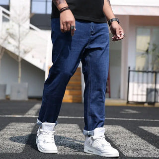 Boutique Men'S Large Size 36-52 Size Stretch Fashion Solid Color Casual Business Men'S Straight Loose Fat Guy Big Fat Jeans