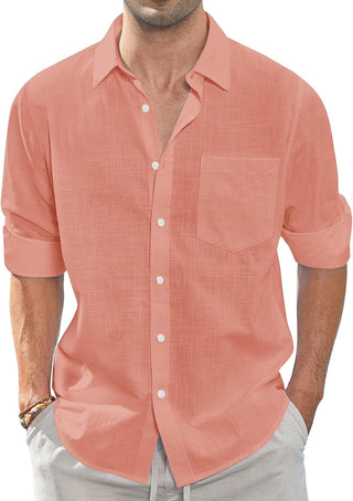 Big Men Linen Shirts Casual Button down