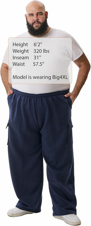 Big Men's Cargo Sweatpants; Plus Sizes